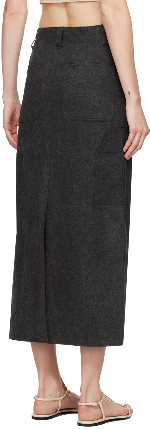 AURALEE Black Faded Midi Skirt
