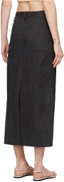 AURALEE Black Faded Midi Skirt