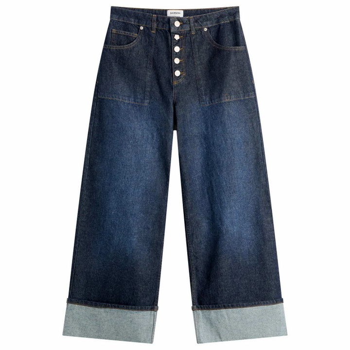 Photo: Damson Madder Women's Gigi Baggy Wide Turn Jeans in Indigo