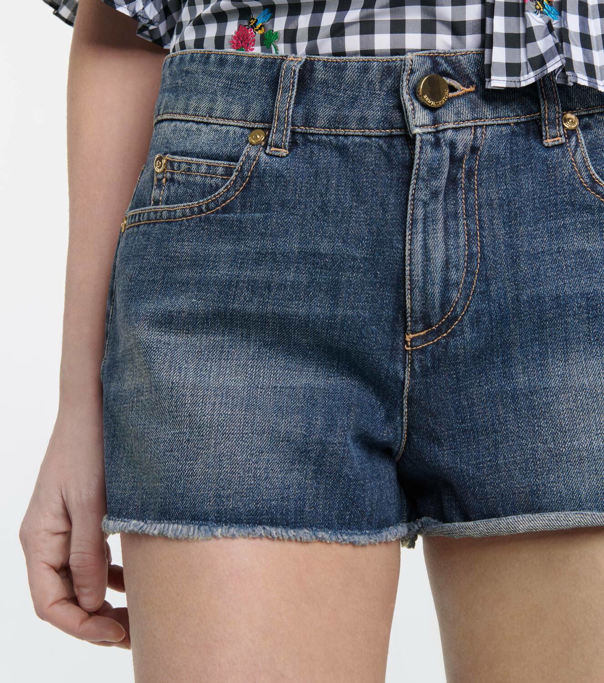 REDValentino Mid-rise denim shorts