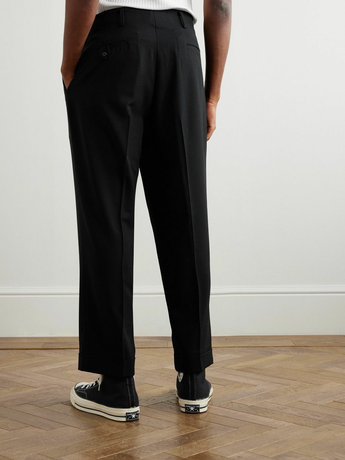 A.PRESSE - Straight-Leg Pleated Wool-Gabardine Trousers