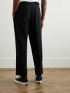 A.PRESSE - Straight-Leg Pleated Wool-Gabardine Trousers - Black