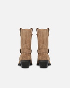 Pinko Texan Style Suede Ankle Boots With Heel Brown