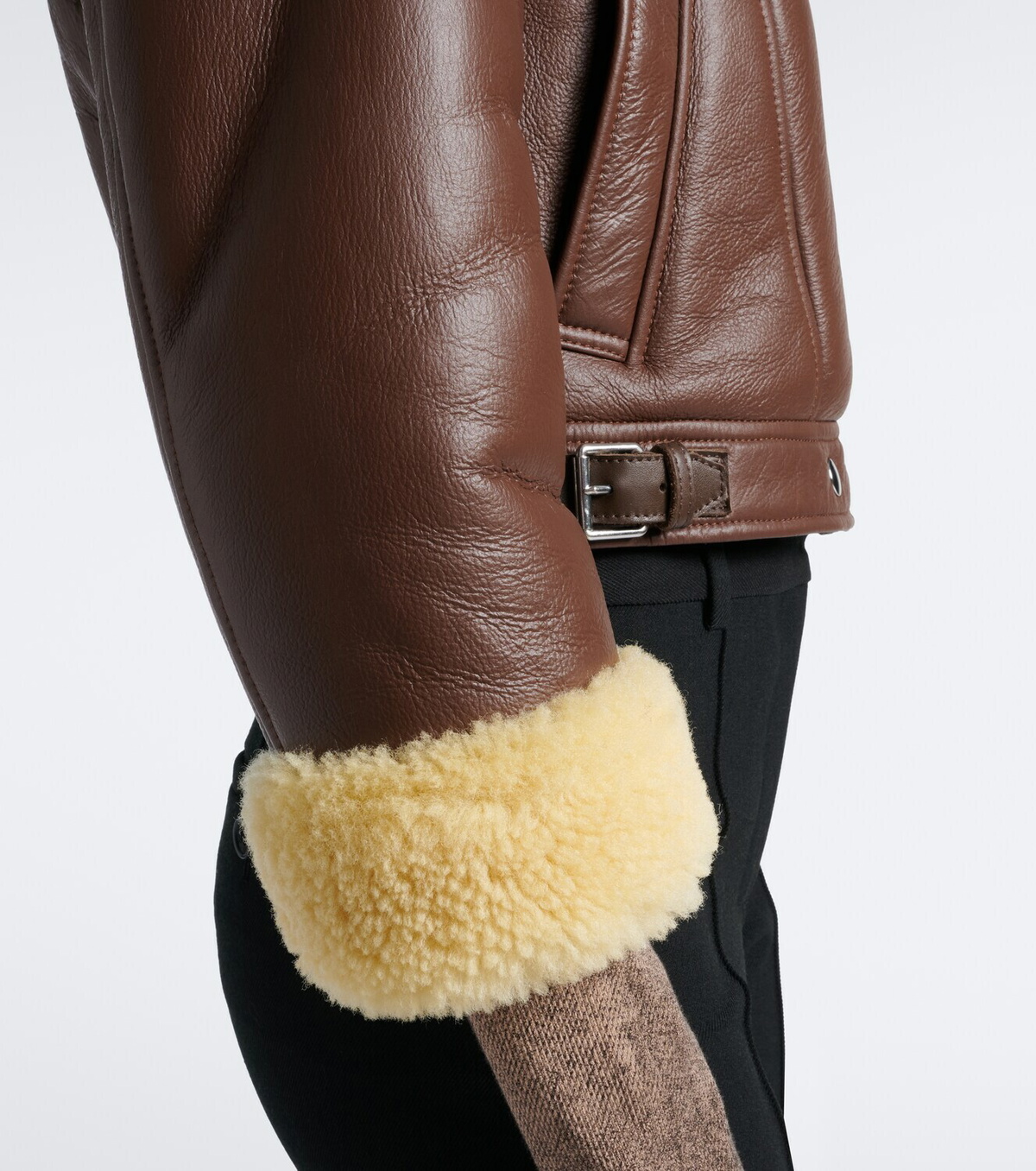 Acne Studios Shearling-trimmed leather biker jacket