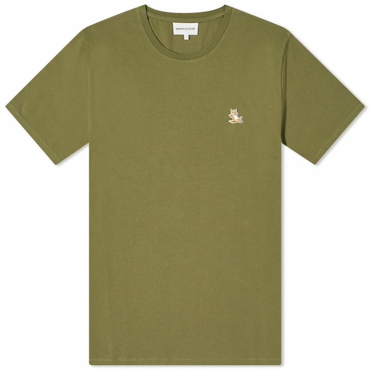 Photo: Maison Kitsuné Men's Chillax Fox Patch Regular T-Shirt in Military Green