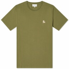 Maison Kitsuné Men's Chillax Fox Patch Regular T-Shirt in Military Green