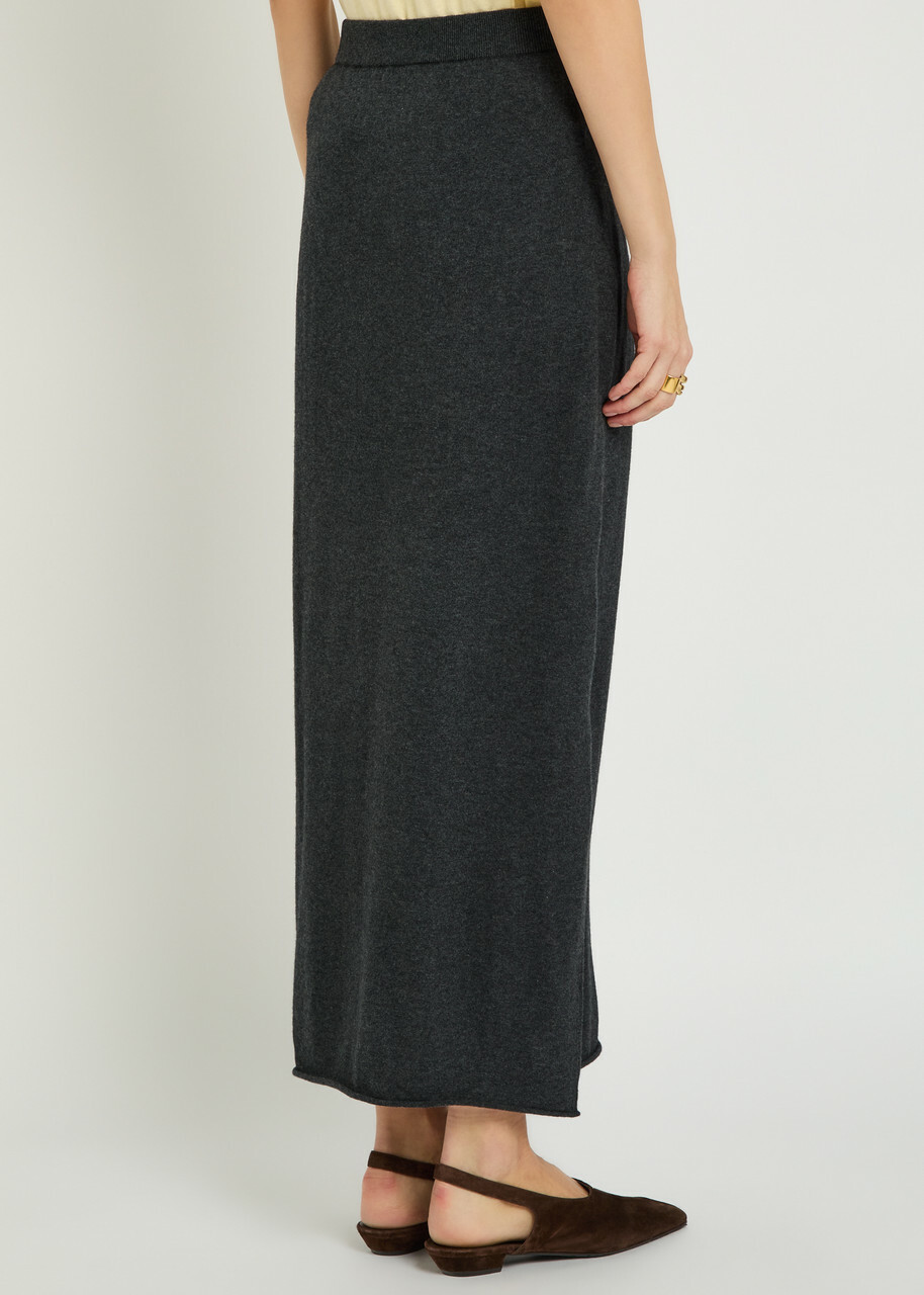 Lisa Yang Charlotta Cotton and Cashmere-blend Midi Pencil Skirt Grey