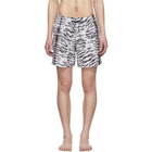 Amiri Black and White Tiger Swim Shorts