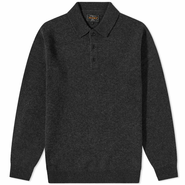 Photo: Beams Plus Men's Knit Polo Shirt in Charcoal Grey