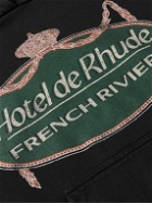Rhude - Riviera Logo-Print Cotton-Jersey Hoodie - Black