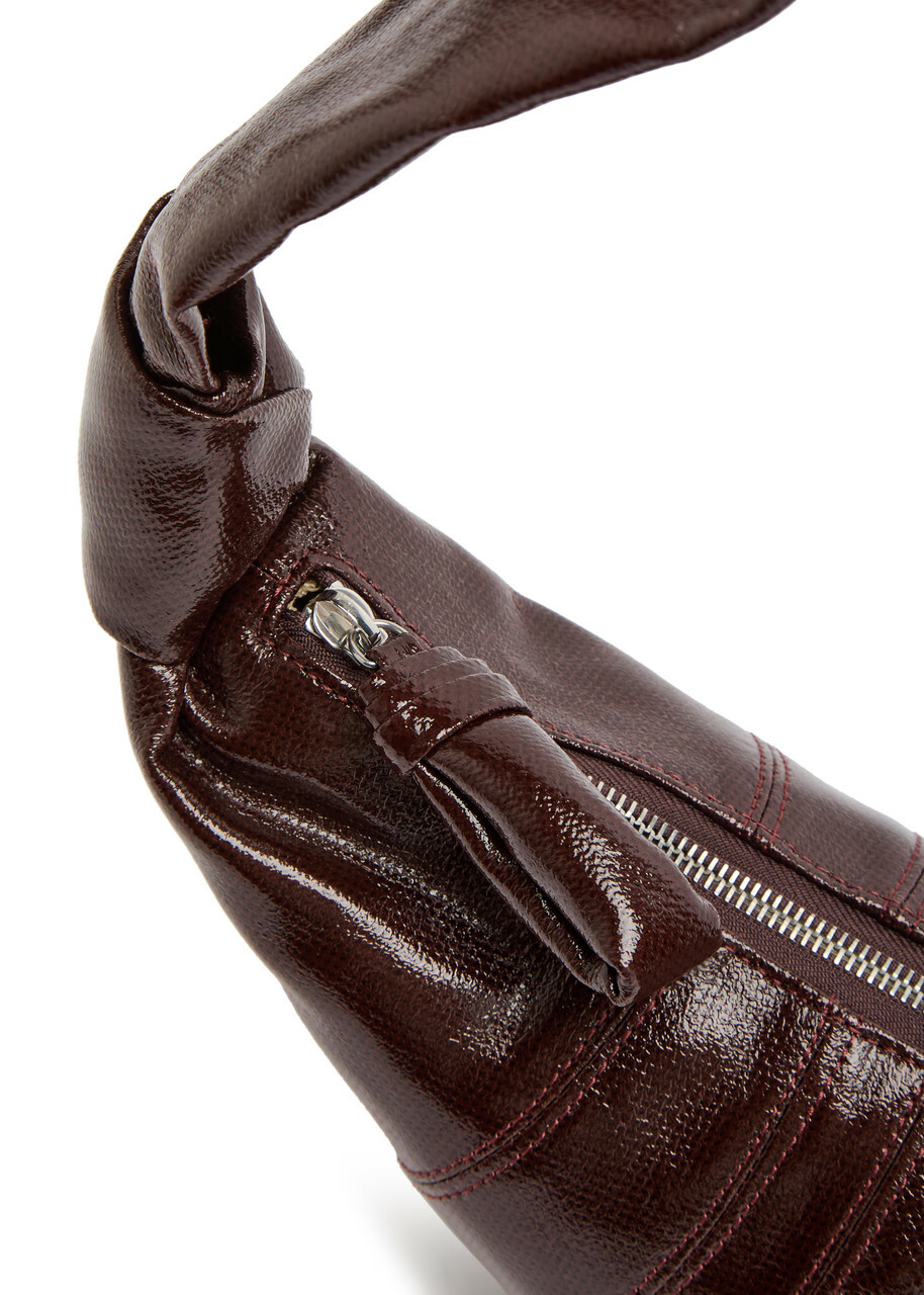 Lemaire Croissant Small Glossed Leather Shoulder bag - Chocolate - One Size