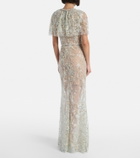 Self-Portrait Embellished caped maxi dress
