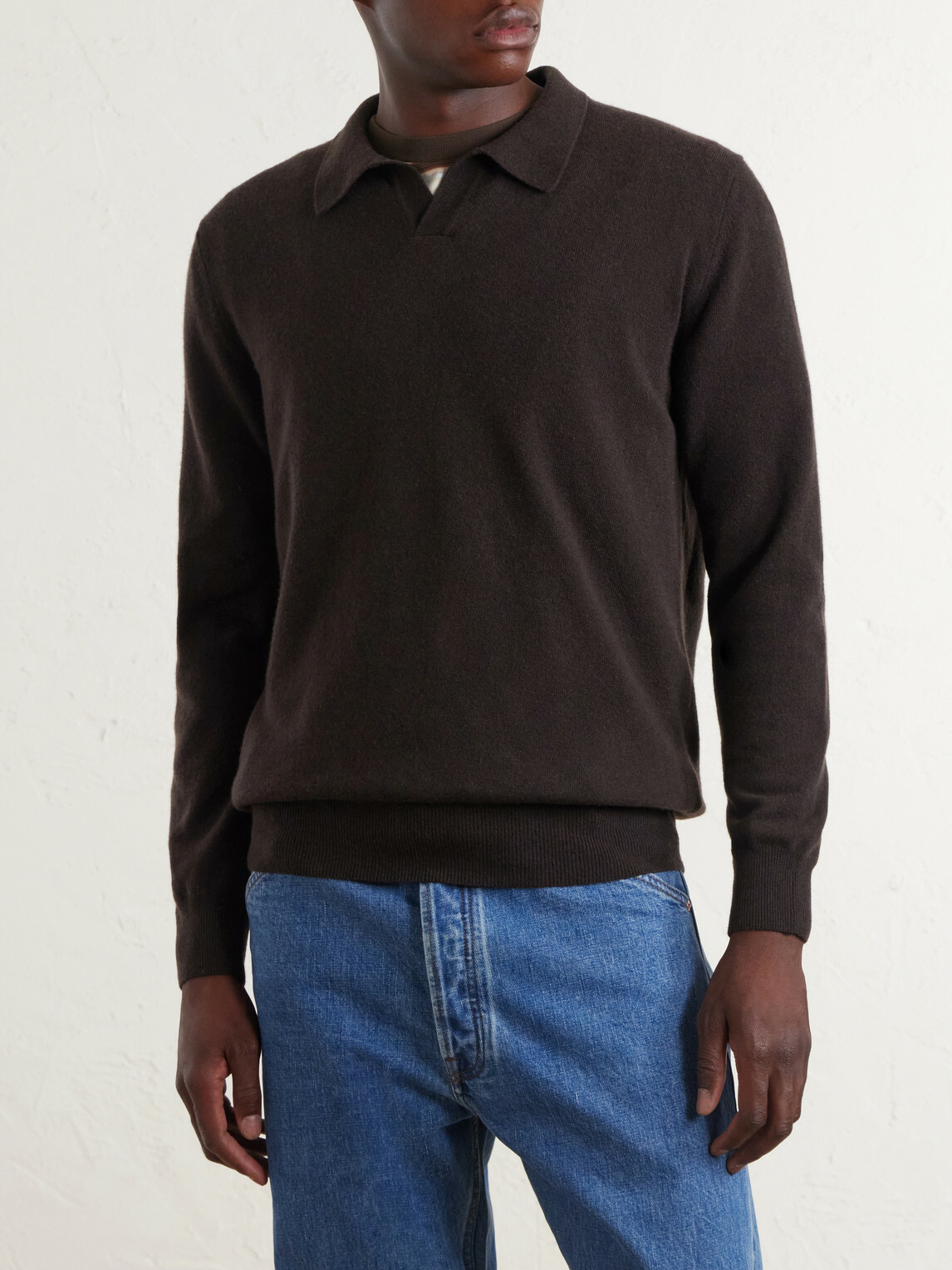 Altea - Virgin Wool Polo Sweater - Brown