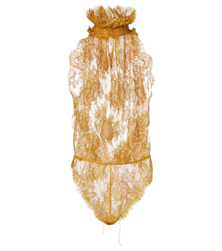 Photo: Saint Laurent Silk-trimmed lace bodysuit