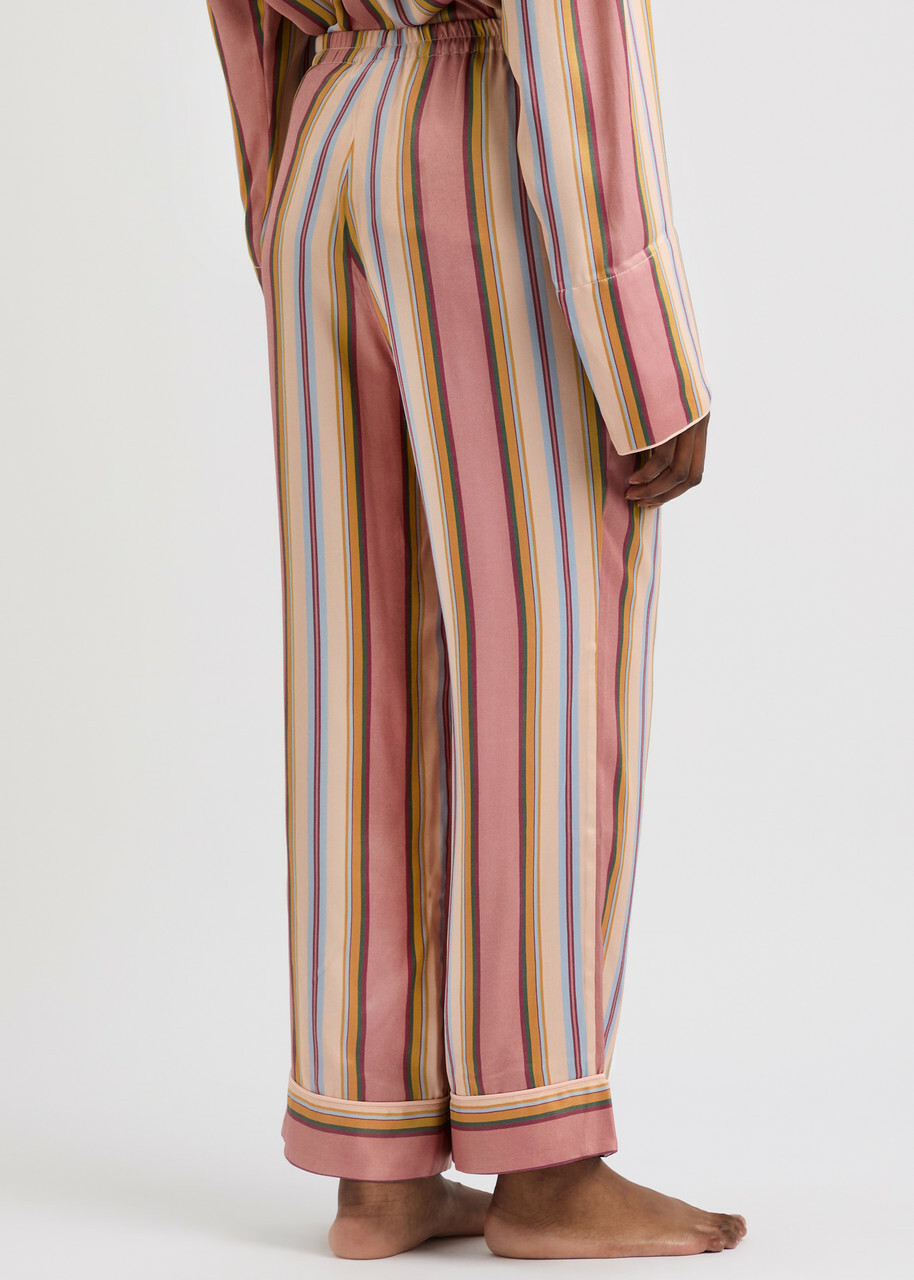 Sleeper Pastelle Striped Satin Pyjama Trousers Pink