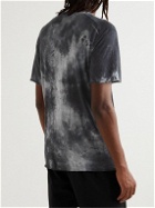 Satisfy - Distressed Tie-Dyed CloudMerino Wool-Jersey T-Shirt - Black