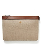 Mismo - Leather-Trimmed Herringbone Linen-Canvas Pouch