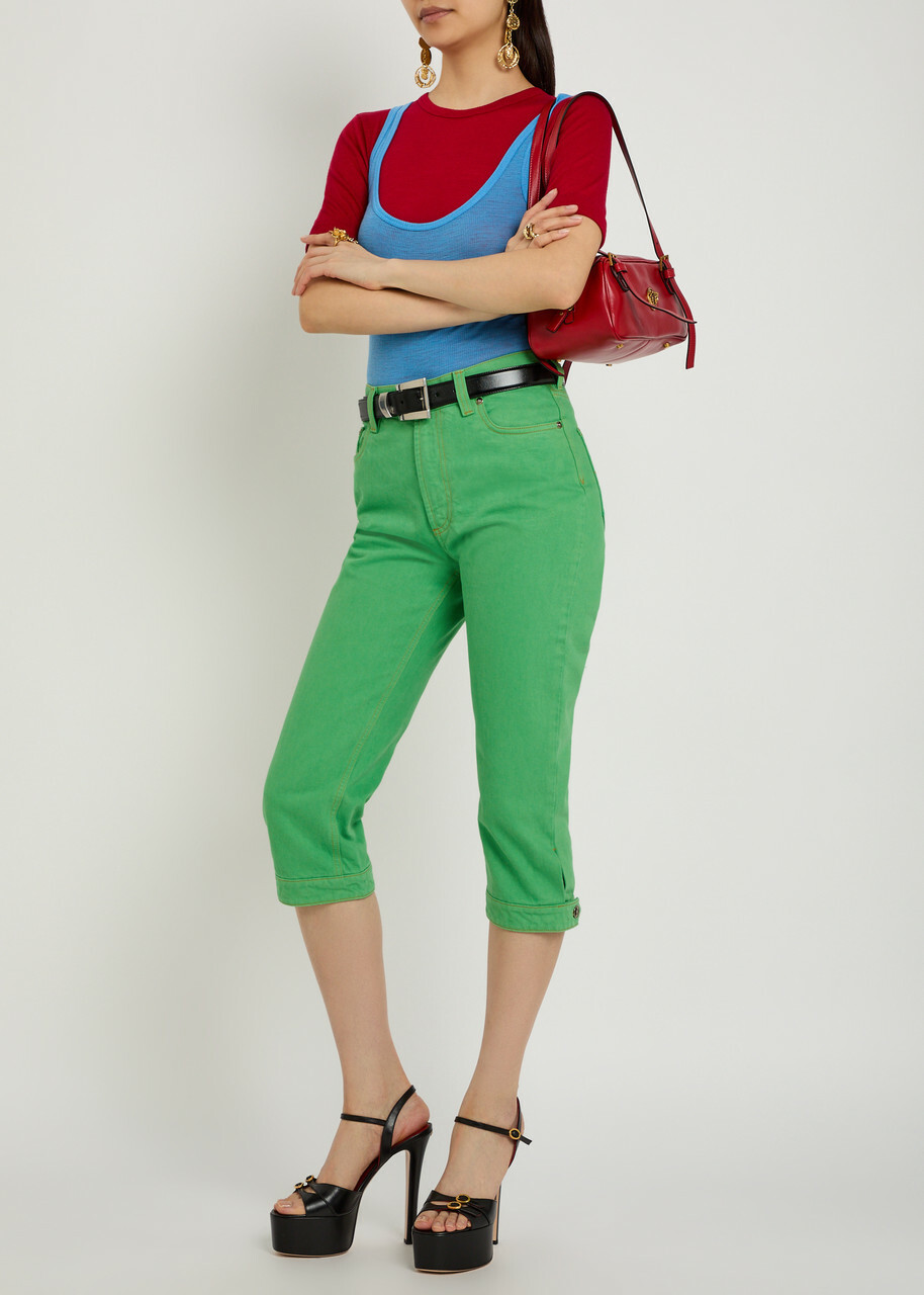 Versace Slim-leg Capri Jeans Green