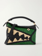 LOEWE - Paula's Ibiza Puzzle Edge Crocodile leather-trimmed raffia shoulder bag