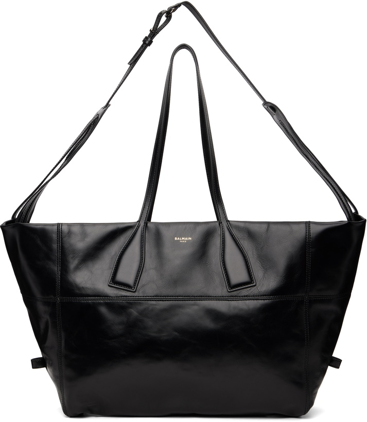 Photo: Balmain Black Track Zips Calfskin Tote Bag