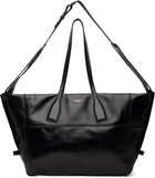 Balmain Black Track Zips Calfskin Tote Bag