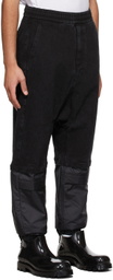 JERIH Black Denim & Nylon Cuffed Pants