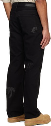 Palm Angels Black Logo Patch Straight Jeans