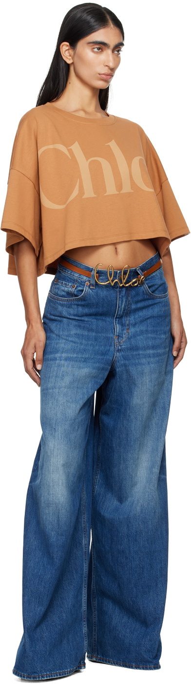 Chloé Orange Cropped Boxy T-Shirt Chloe