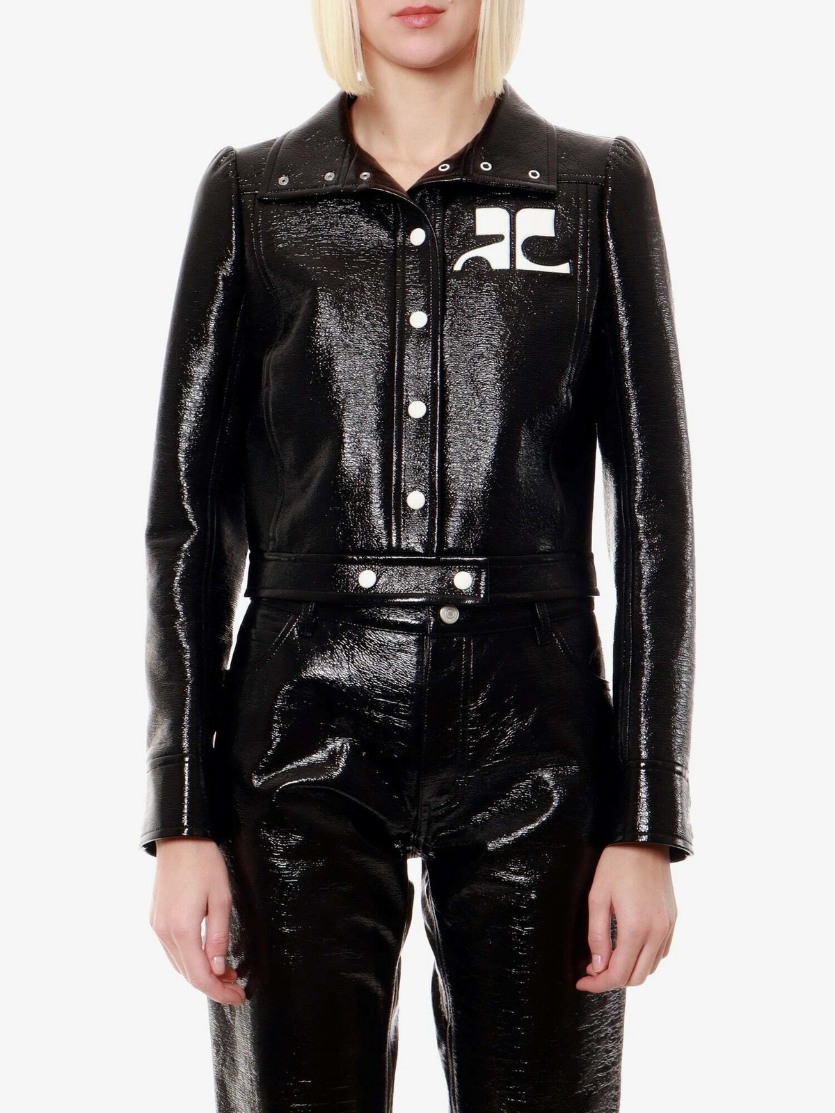 ジャケット COURREGES Woman Jacket Black PERCBL005VY0014 9999 VINYL TRUCKER JACKET - courrèges