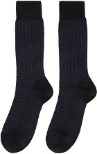 Ferragamo Black & Navy Gancini Socks