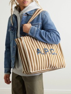 A.P.C. - Diane Logo-Print Striped Cotton-Blend Canvas Tote Bag