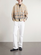 Burberry - Checked Cotton-Jersey Hoodie - Neutrals