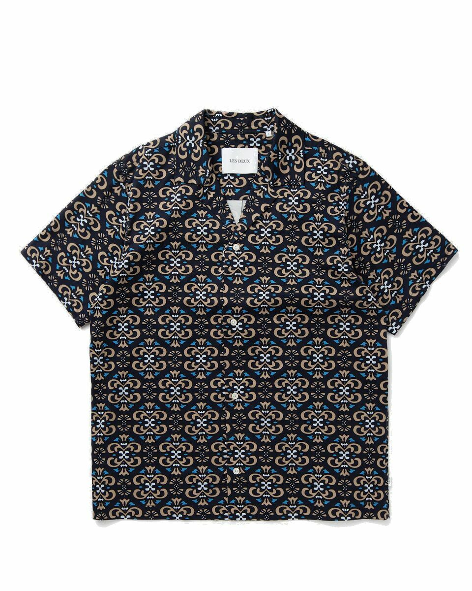 Photo: Les Deux Hendrix Aop Ss Shirt Blue - Mens - Shortsleeves