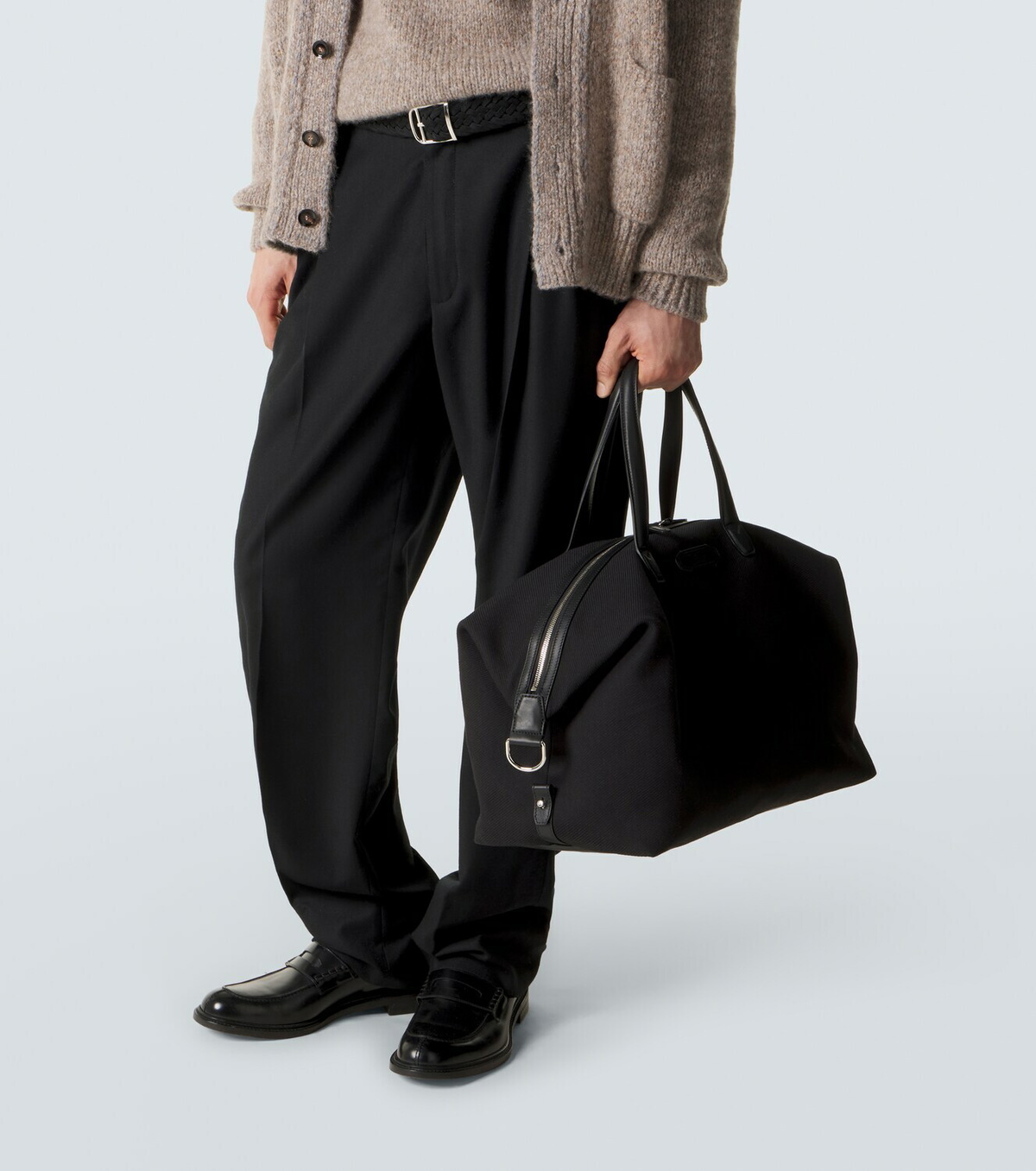 Brioni Leather-trimmed canvas duffel bag