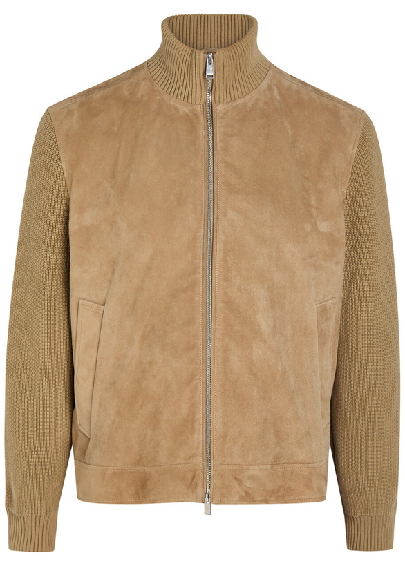 Photo: Boss Knit Suede Jacket Khaki