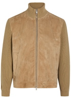 Boss Knit Suede Jacket Khaki