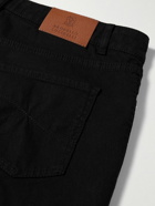 Brunello Cucinelli - Slim-Fit Straight-Leg Logo-Embroidered Jeans - Black