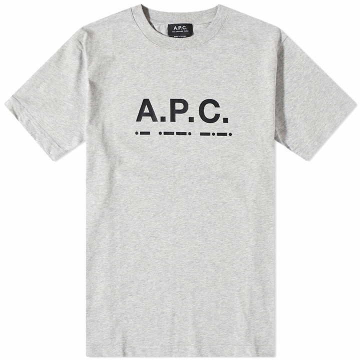 Photo: A.P.C. Men's A.P.C Sven Morse Code Logo T-Shirt in Heather Grey