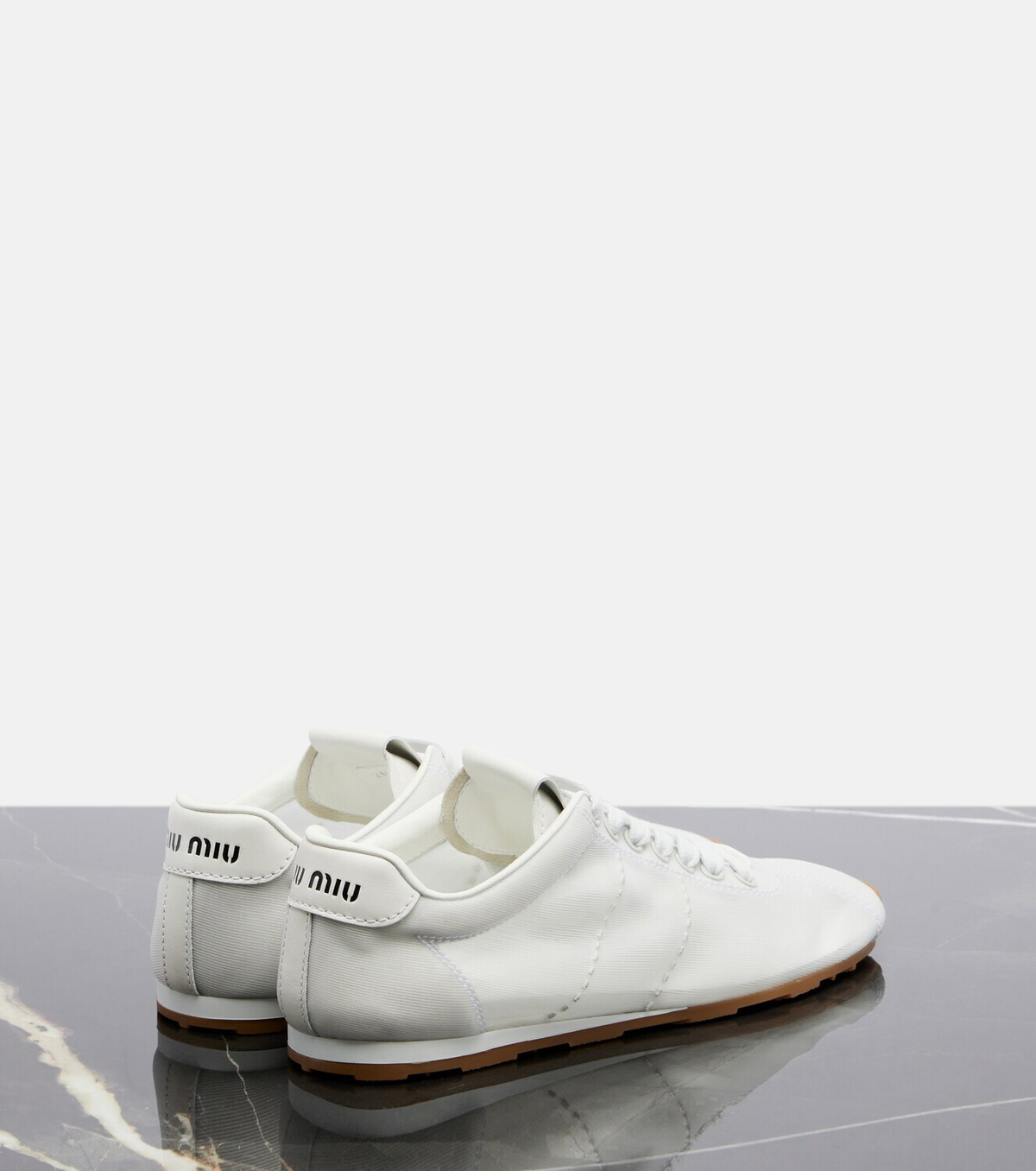 Miu Miu Plume leather-trimmed sneakers