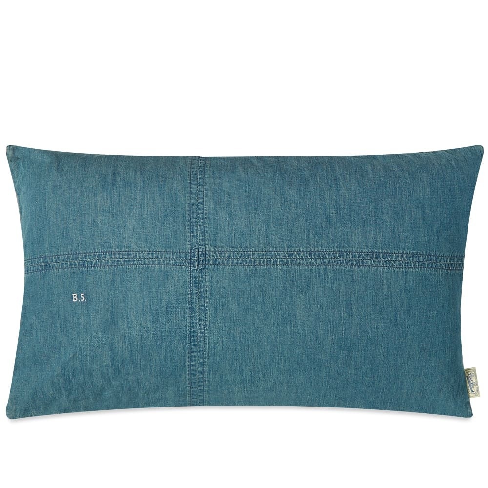 Photo: BasShu Long Feather Cushion in Blue Denim