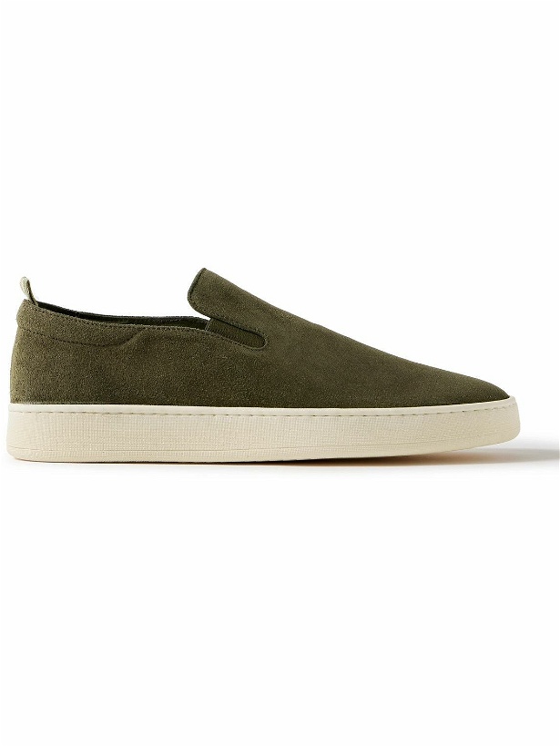 Photo: Officine Creative - Suede Slip-On Sneakers - Green