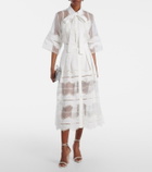 Elie Saab Tie-neck cotton and silk-blend blouse
