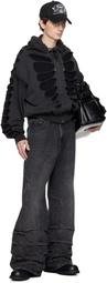 AVAVAV Black Shoulderless Cutout Hoodie