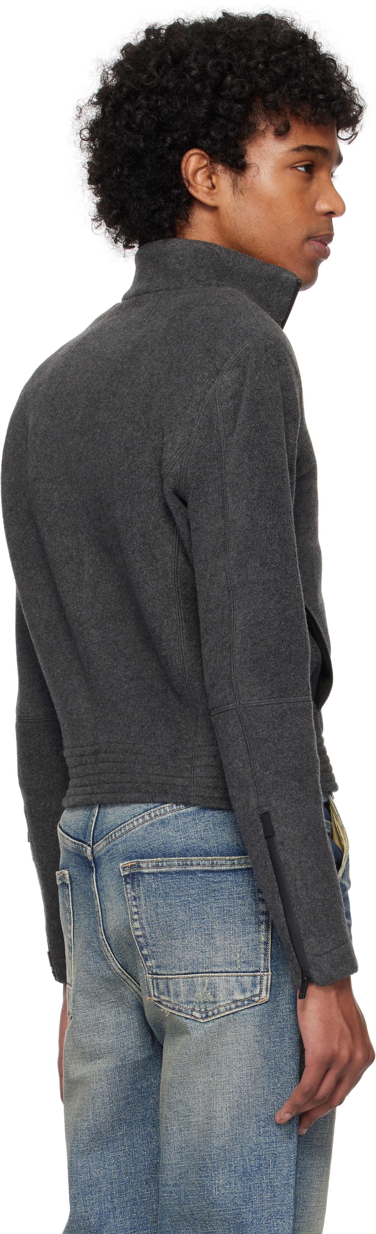 Fax Copy Express Gray Fleece Zip-Up Jacket