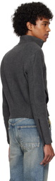 Fax Copy Express Gray Fleece Zip-Up Jacket
