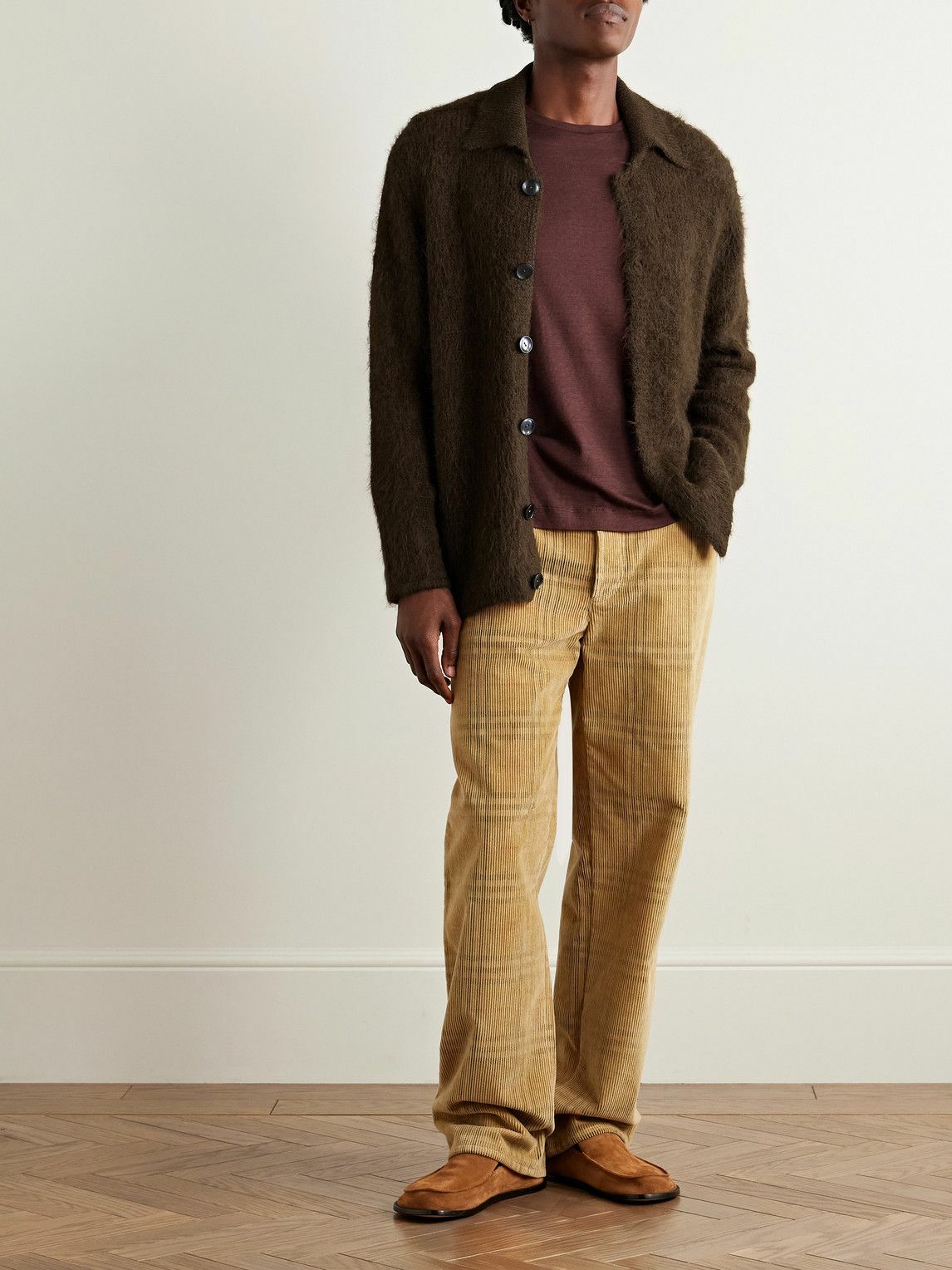The Elder Statesman - Thistle Brushed Alpaca-Blend Cardigan - Brown