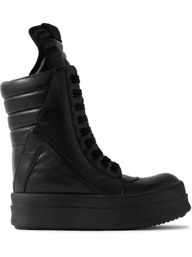 Photo: Rick Owens - Mega Geobasket Leather High-Top Sneakers - Black
