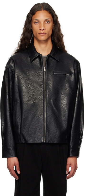 Photo: LE17SEPTEMBRE Black Spread Collar Faux-Leather Jacket