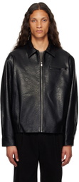 LE17SEPTEMBRE Black Spread Collar Faux-Leather Jacket