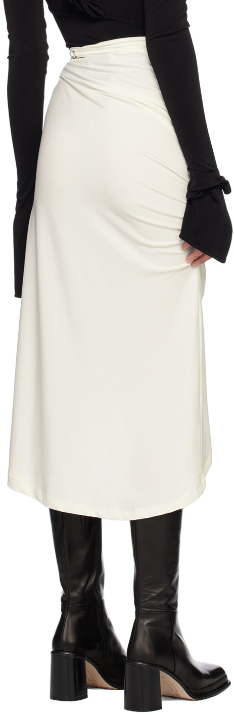 SRVC Off-White Ruched Midi Skirt